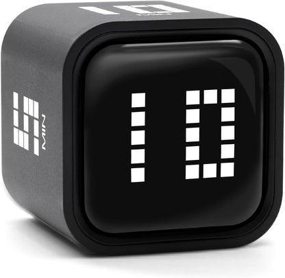 Rotating Productivity Timer 5, 25, 10, 50 Minutes Preset, Desk Cube w/Gravity Sensor for ADHD, Mute Functions, Ideal for Work, Study, Kitchen, Back to School (1, Wood Grain Finish)