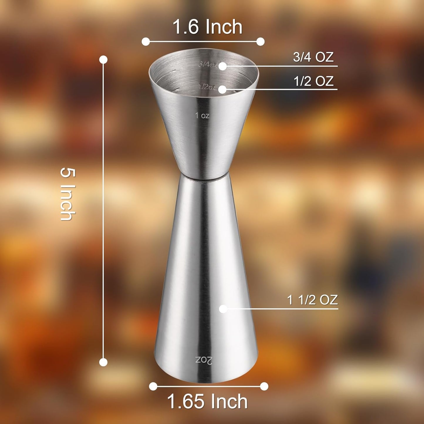 Briout Jigger for Bartending, Double Cocktail Jigger Japanese Premium 304 Stainless Steel Jigger 2 OZ 1 OZ with Measurements Inside