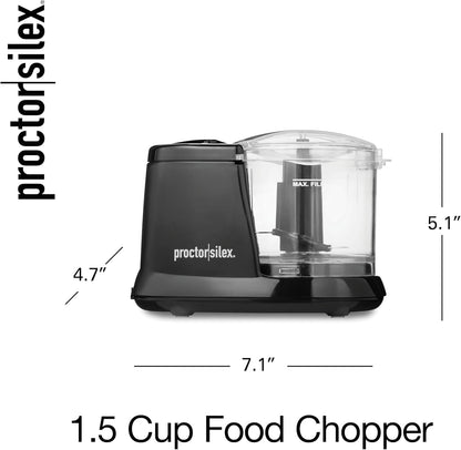 Proctor Silex Durable Electric Vegetable Chopper & Mini Food Processor for Chopping, Puree & Emulsify, 1.5 Cup, White