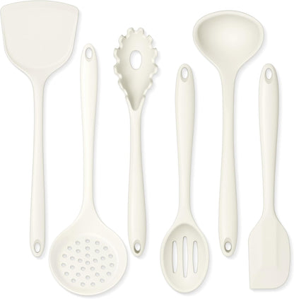 Onader Silicone Cooking Utensils Set of 10, Kitchen Utensils for Nonstick Cookware, Heat Resistant & Nontoxic Spatula Set- Khaki