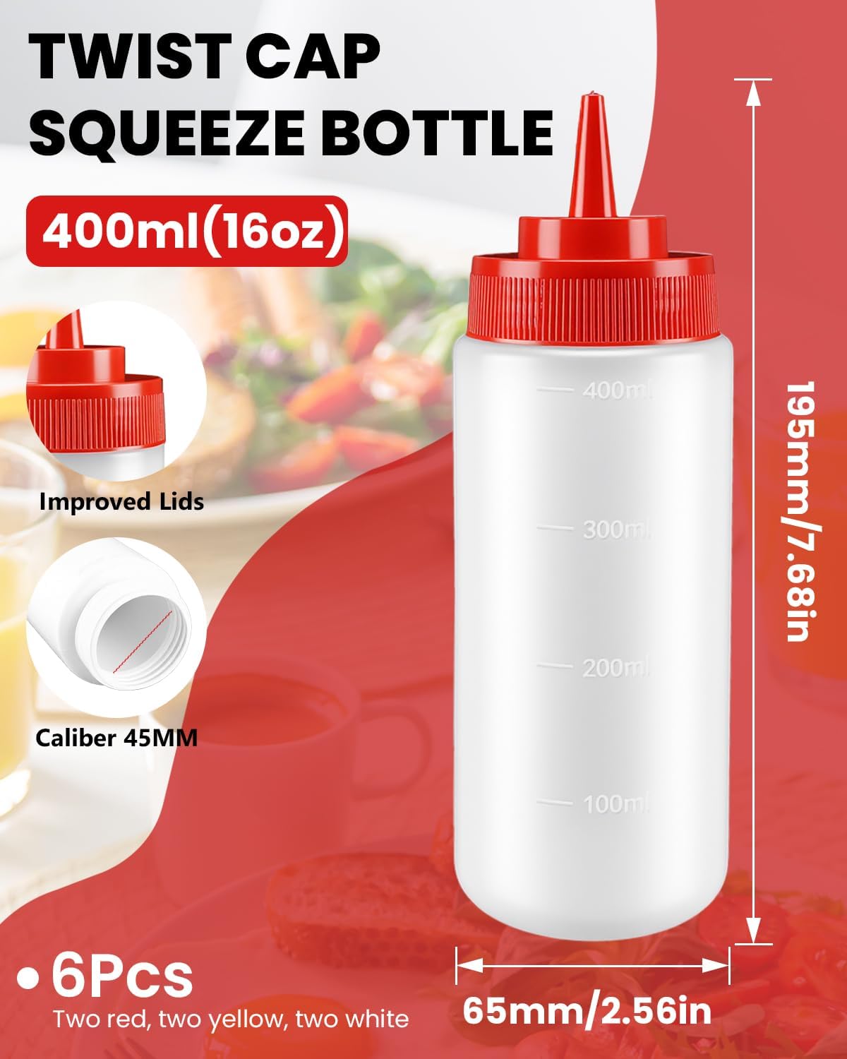 Multicolor Food-Grade Squeeze Bottles Set-Condiment Dispensers for Kitchen, BBQ, Sauces, Dressings, & Meal Prep (32oz)