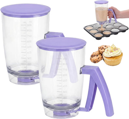Pancake Batter Dispenser with Squeeze Handle, 4-Cup ABS Plastic Batter Bottle for Pancakes Waffles Cupcakes Muffins Crepes, Easy Clean Dishwasher Safe Baking Tool with Measurement Scale (1pc)