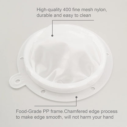 8.4in 80 Mesh Big Nylon Mesh Filter Ultra-Fine Sieve Sediments Strainer PP Frame for Straining Juice,Honey,Tea