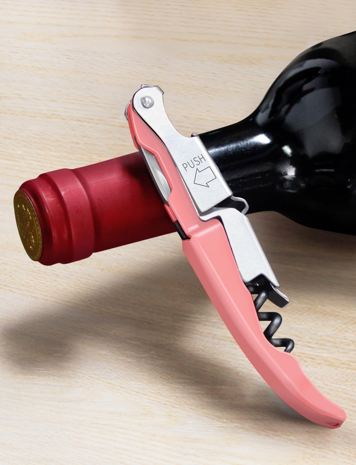 CORKAS Wine Key - Professional Handcrafted Heavy Duty Waiter Corkscrew, Compact Wine Opener with Double Hinged, Foil Cutter and Bottle Opener, Gifts for Servers, Sommelier, Bartenders - Red