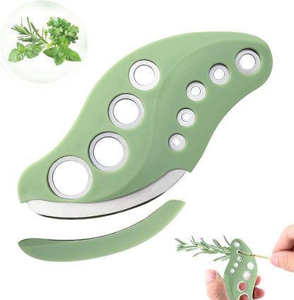 Herb Stripper 9 Holes with Herb Cutter, Stainless Steel Herb Leaf Stripping Tool, Herb Cutter Tool, Herb Leaf Peeler for Fresh Herbs Collard Greens Thyme Basil Rosemary Stripper, Dishwasher Safe