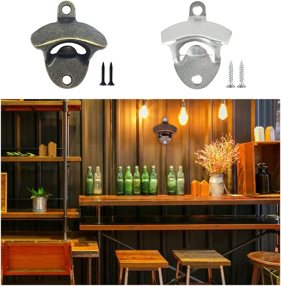 ANSLYQA 20 Pack Bottle Opener Wall Mounted, Vintage Beer Bottle Opener with Screws for Bars KTV Hotels Homes, (Bronze)