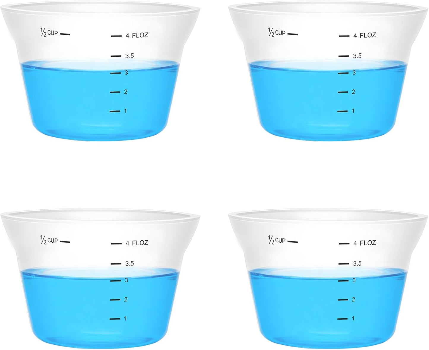 4 Pcs Silicone Laundry Measuring Cup 125ml Reusable Liquid Measuring Cup Laundry Detergent Dispenser Cups with Scale, Washable No Leak for Home Hotel
