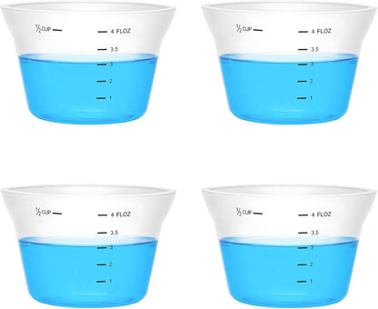 4 Pcs Silicone Laundry Measuring Cup 125ml Reusable Liquid Measuring Cup Laundry Detergent Dispenser Cups with Scale, Washable No Leak for Home Hotel