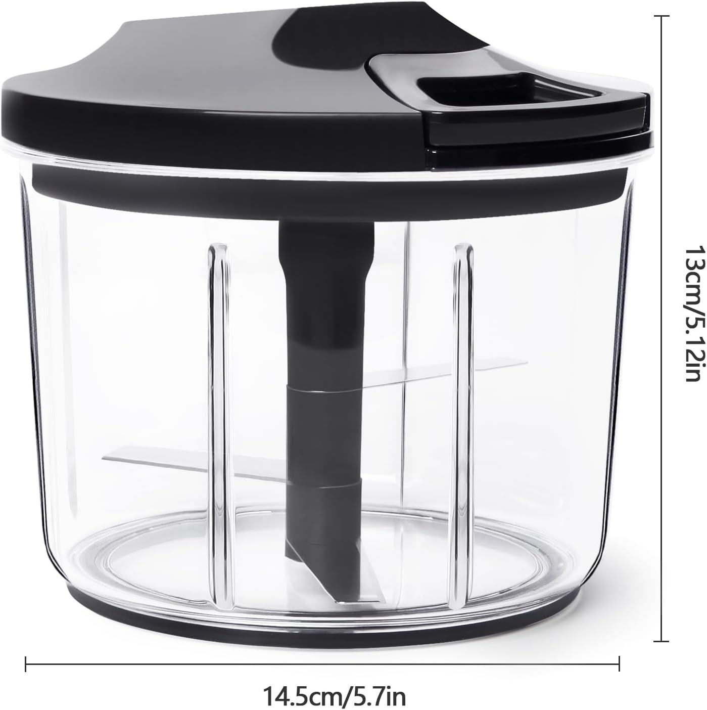 Manual Food Processor 1000ML Large Capacity Pull String Vegetable Chopper Onion Cutter for Salsa Nuts Pesto Herbs Easy to Clean Kitchen Gadget Black