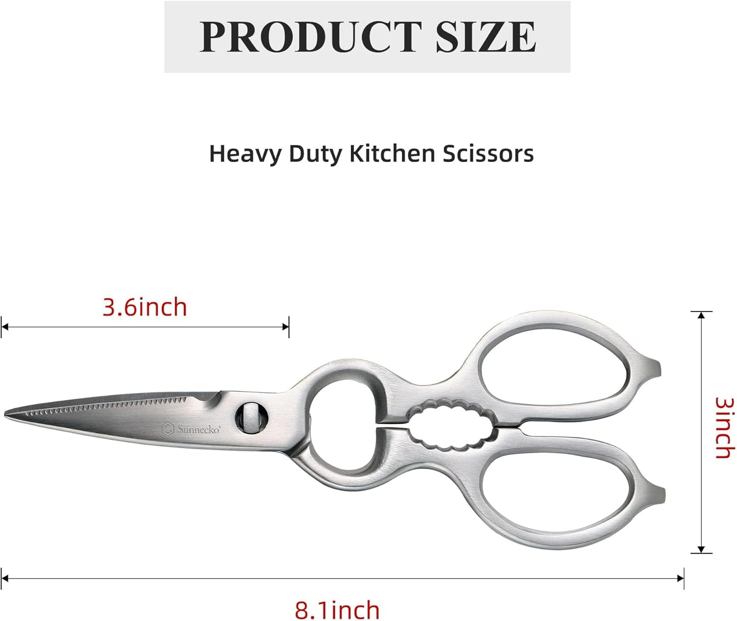 Sunnecko Kitchen Scissors All Purpose Heavy Duty Scissors Titanium Coated, Kitchen Shears for Food, Micro Serrated with Detachable Blades