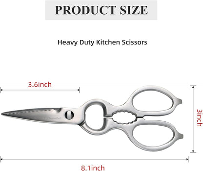Sunnecko Kitchen Scissors All Purpose Heavy Duty Scissors Titanium Coated, Kitchen Shears for Food, Micro Serrated with Detachable Blades