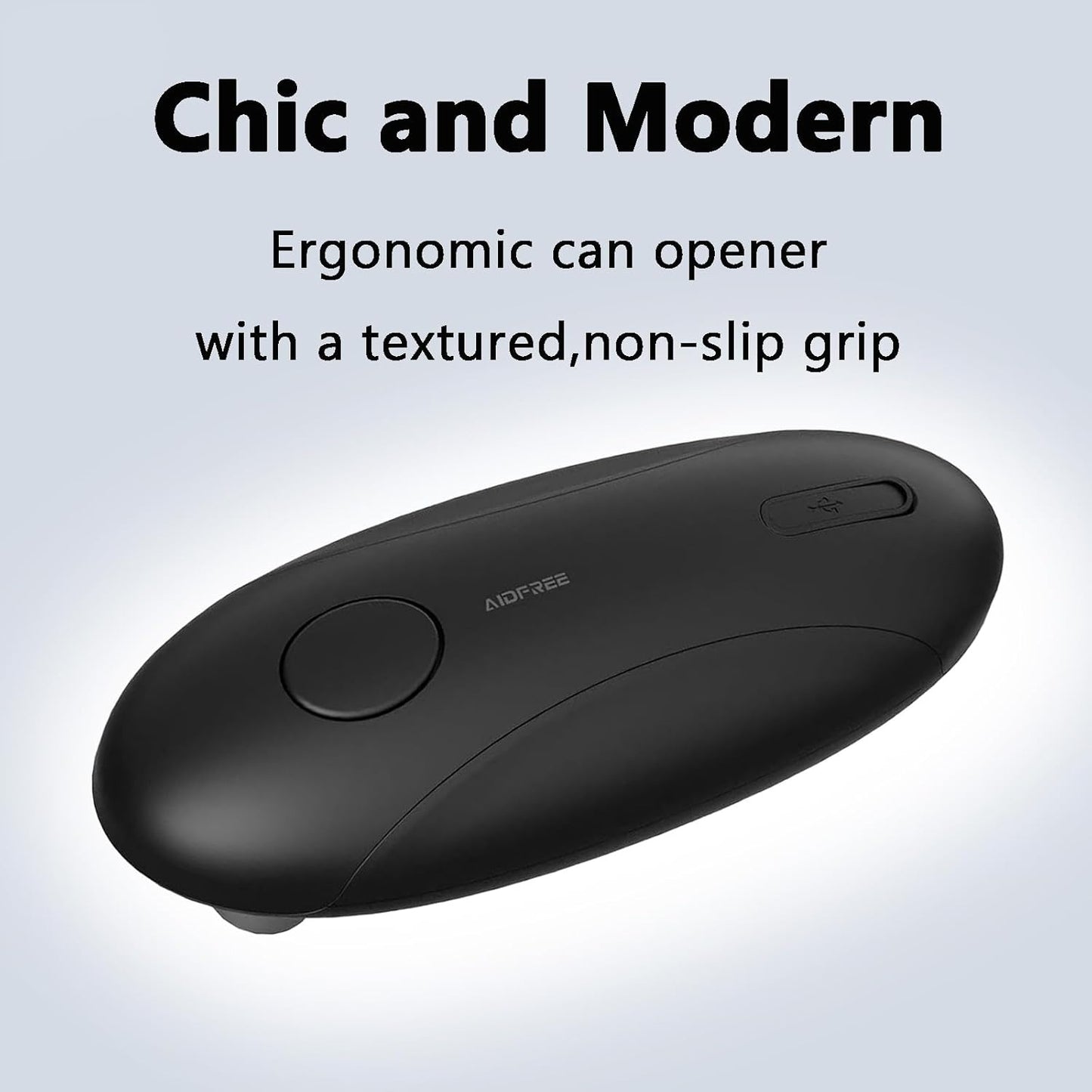 Automatic Electric Can Opener for Seniors for Kitchen:Anyone can Hands Free,One Touch Opener,Durable Blades,Rechargeable, Smooth Edge, Lightweight Small Size, Black (White)