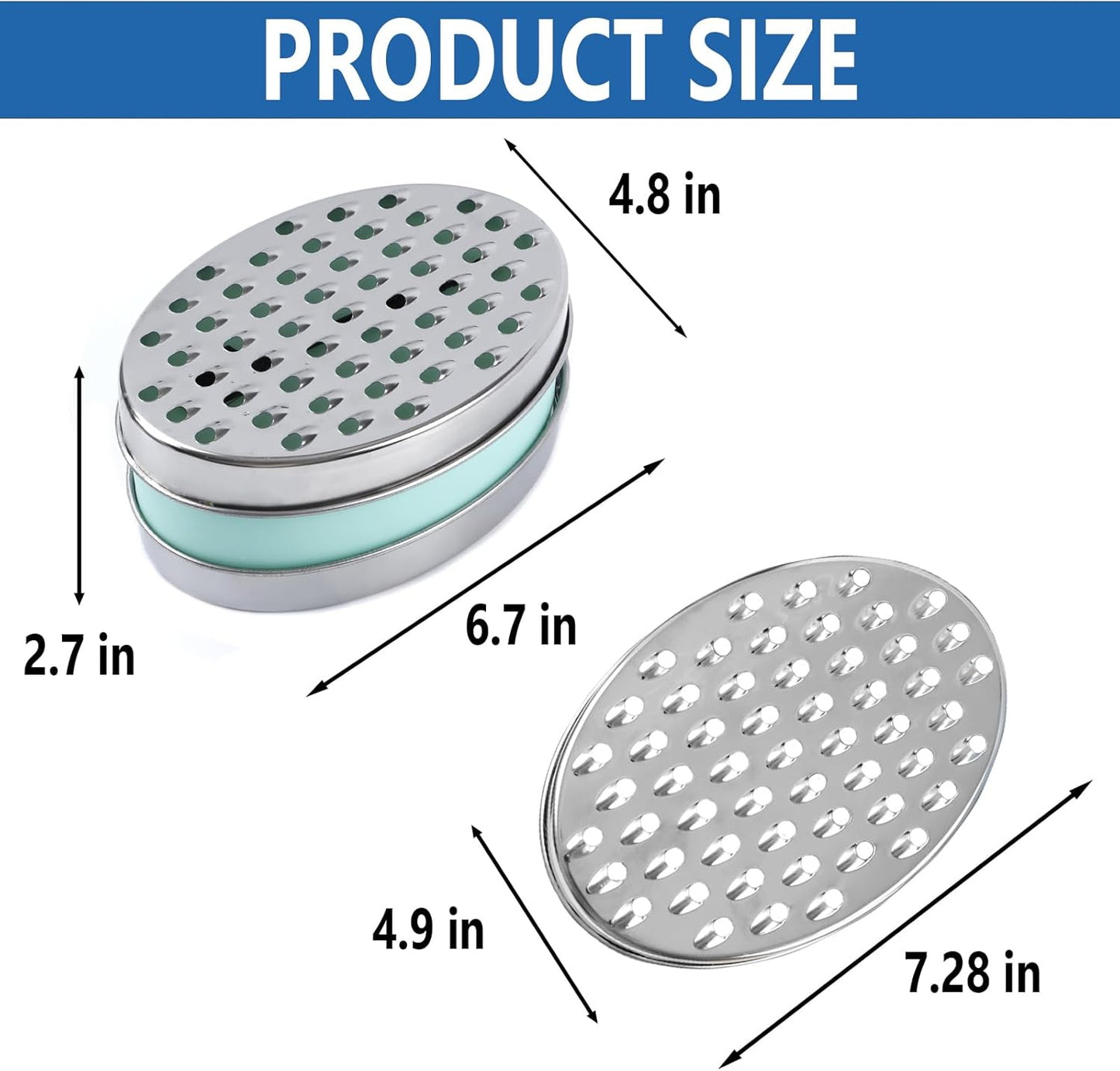 Cheese Grater Citrus Lemon Zester with Food Storage Container & Lid - Perfect For Hard Parmesan Or Soft Cheddar Cheeses, Ginger, Vegetables, Butter, Chocolate & Nutmeg (Green)
