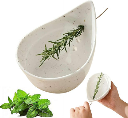 Pottery Herb Stripper Bowl, Handmade Ceramic Herb Peeling Bowl, Herbs Stripper Tool 5 Holes for Separating Leaves and Stems, Pottery Kitchen Tool for Meal Prep, Kitchenware for root removal