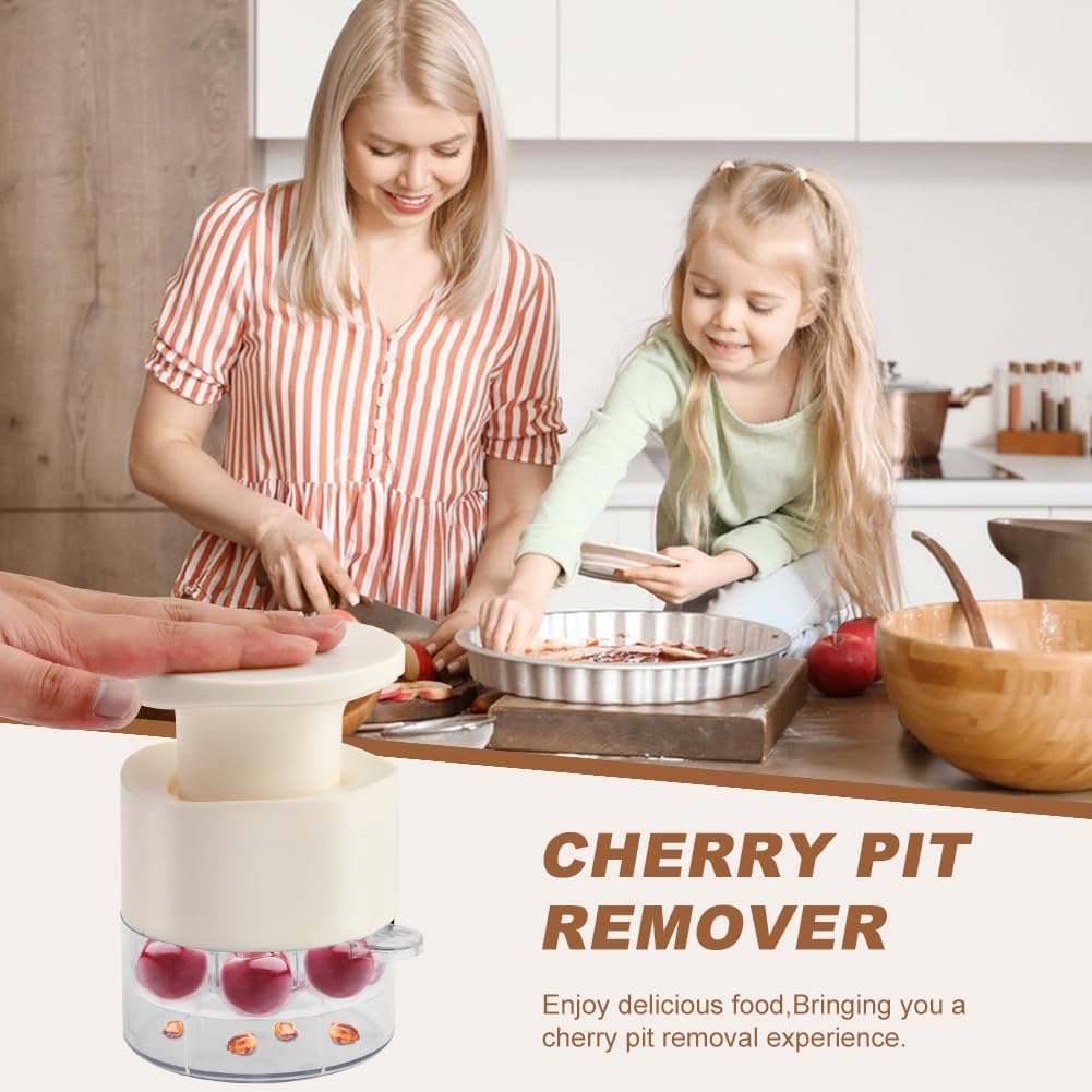 7-Hole Cherry Pitter, Multi-Function Pitting Tool, Quick Release Multi Cherries Stoner Pitter 7-in-1, Fruit Pit Remover for Making Jam Cherry Dishes, Saving Time & Effort(COLOR:Beige)