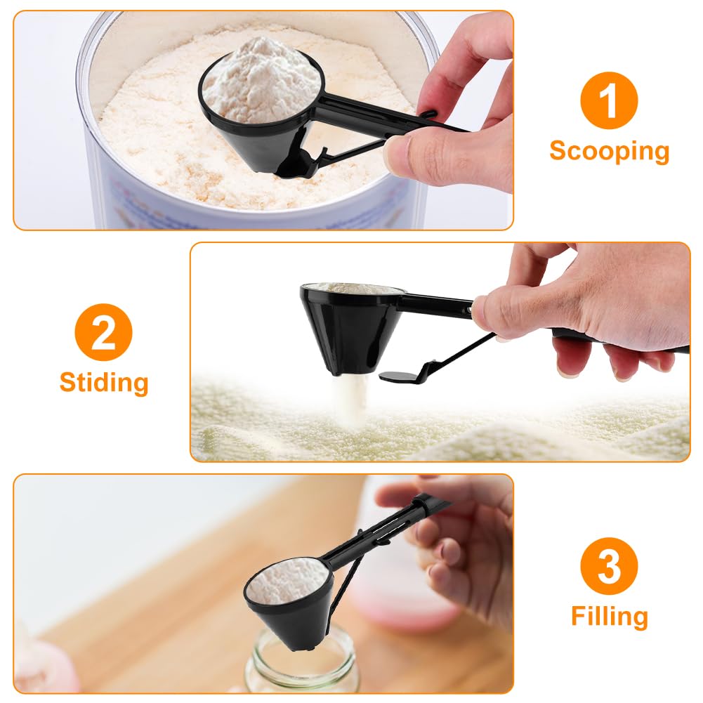 2 Pack Coffee Measuring Scoop Funnel for Reusable K Cup Refillable Coffee Pods, Scoop with Funnel for Ground Coffee, Protein Powder, Tea