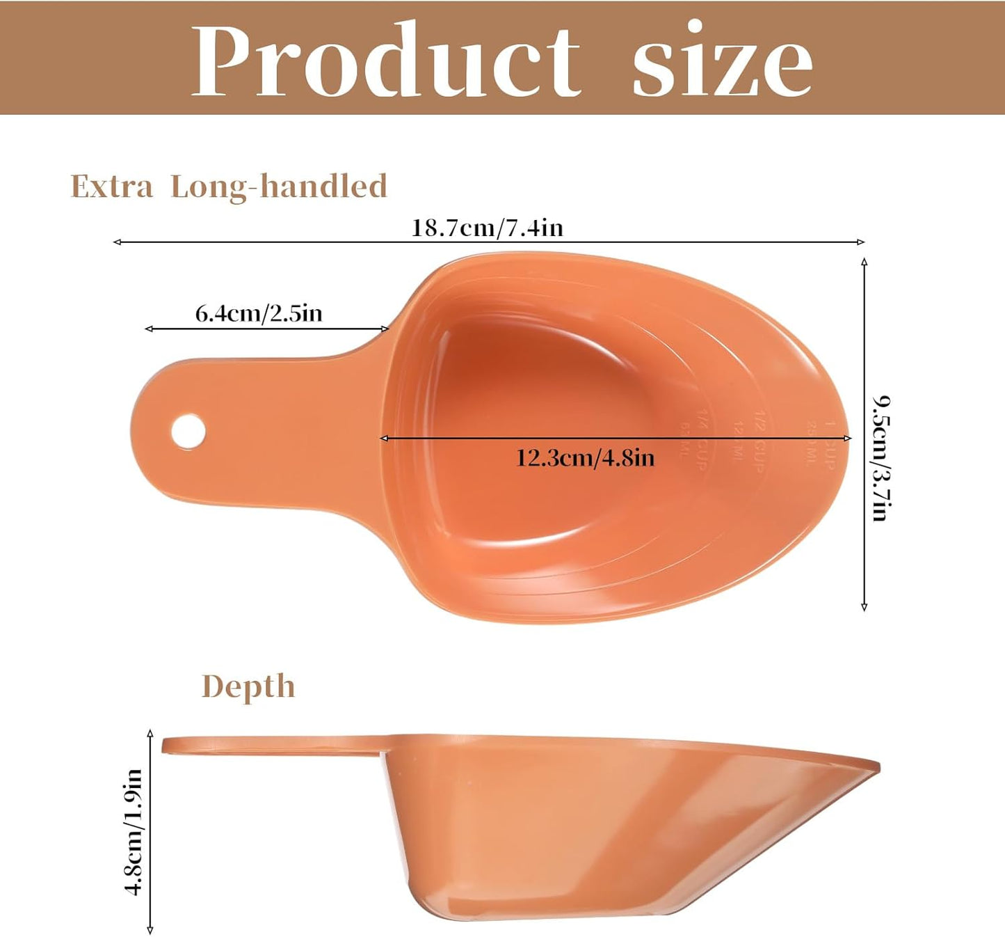 Dog Food Scoop with Precise Markings - 1 & 1/2 & 1/4 Cup Food-Grade Melamine Pet Food Measuring Cup, Durable Food Feeding Scoop for Dog Cat Bird and Rabbit