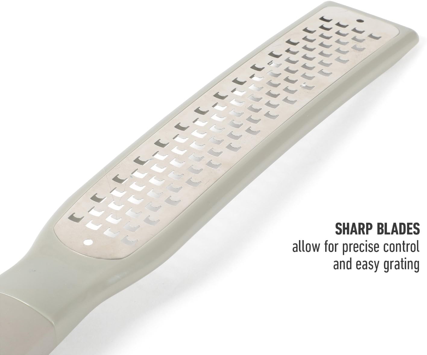 Calphalon Edge Stainless Steel Handheld Grater Lemon Zester W/Cover & Rubber Handle - Navy Blue