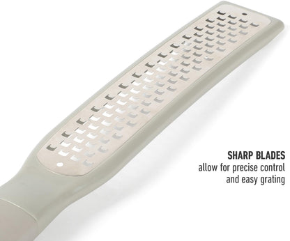 Calphalon Edge Stainless Steel Handheld Grater Lemon Zester W/Cover & Rubber Handle - Navy Blue