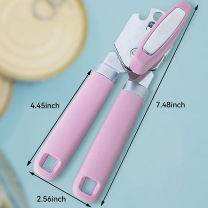 The Original Heavy Duty Stainless Steel Smooth Edge Manual Can Opener and Bottle Openers, Soft Handle, Rust Proof Oversized Handheld Easy Turn Knob,Grey