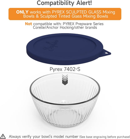 SOPHICO Silicone Replacement Lids for Pyrex Sculpted Glass & Tinted Glass Bowls Mixing Bowls（4 size）