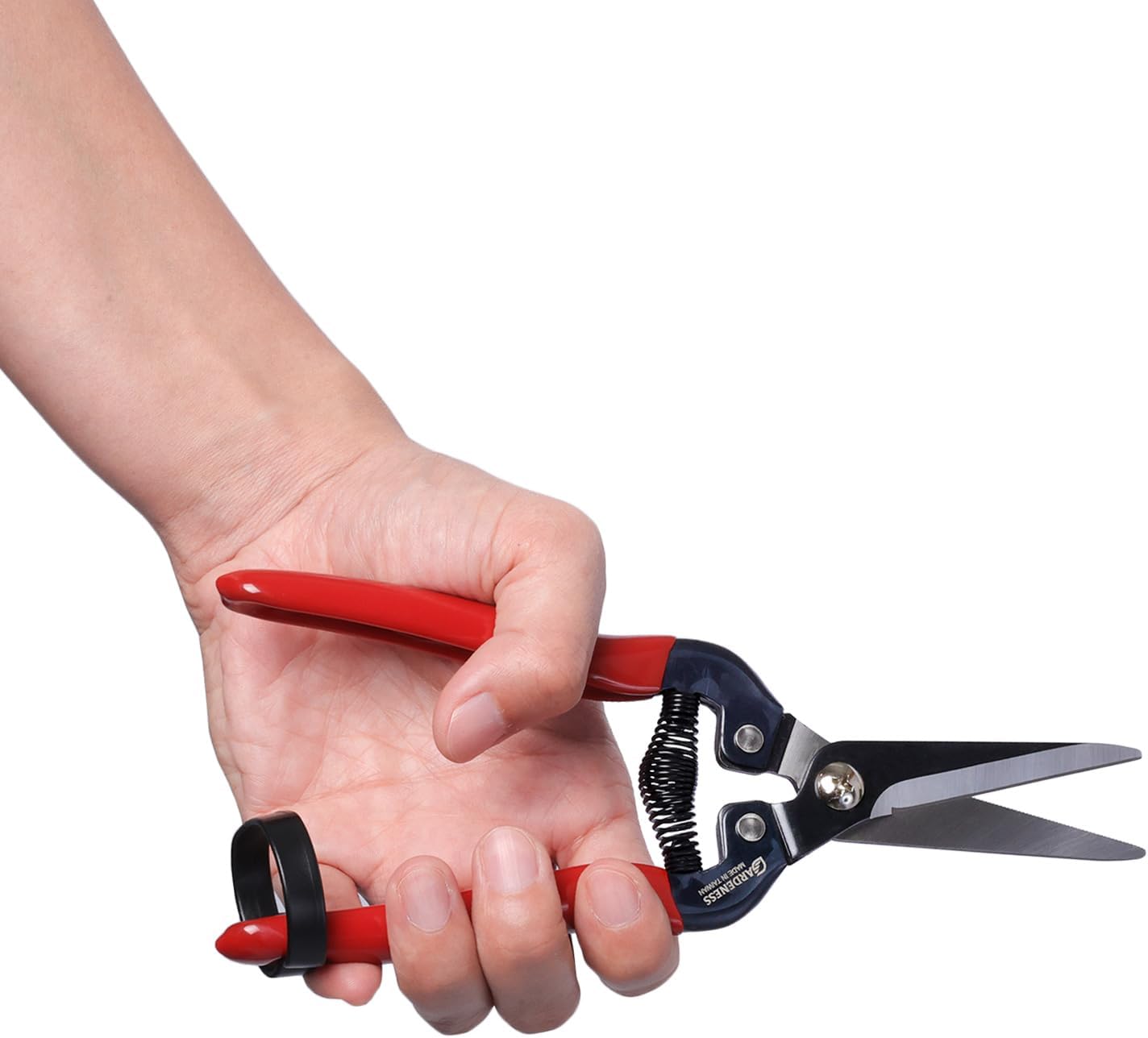 Gardeness Stainless Steel Pruning Snips with Serrated Blade, Adjustable Joint Screw Micro-Tip Garden Scissors for Harvesting Herbs, Fruit, and Floral Arranging, Corrosion-Resistant & Made in Taiwan