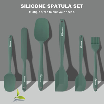 NileHome Silicone Spatula Set, 6 Pieces Food Grade Kitchen Utensils with Silicone Brush Heat Resistant Up to 600°F Dishwasher Safe BPA-Free Rubber Spatula for Scraping, Baking, Cooking, Mixing-Black