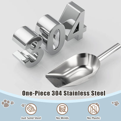 Dog-Cat Food Scoop 3/4 Cup, SSyang Thickened 304 Stainless Steel Pet Food Scoop with Long Handle, Precision Scale, Easy to Clean, Suitable for Wet and Dry Food