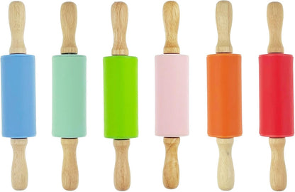 4 Pack Mini Small Rolling Pin 9 Inch Kids Rolling Pin Wooden Handle for Home Kitchen