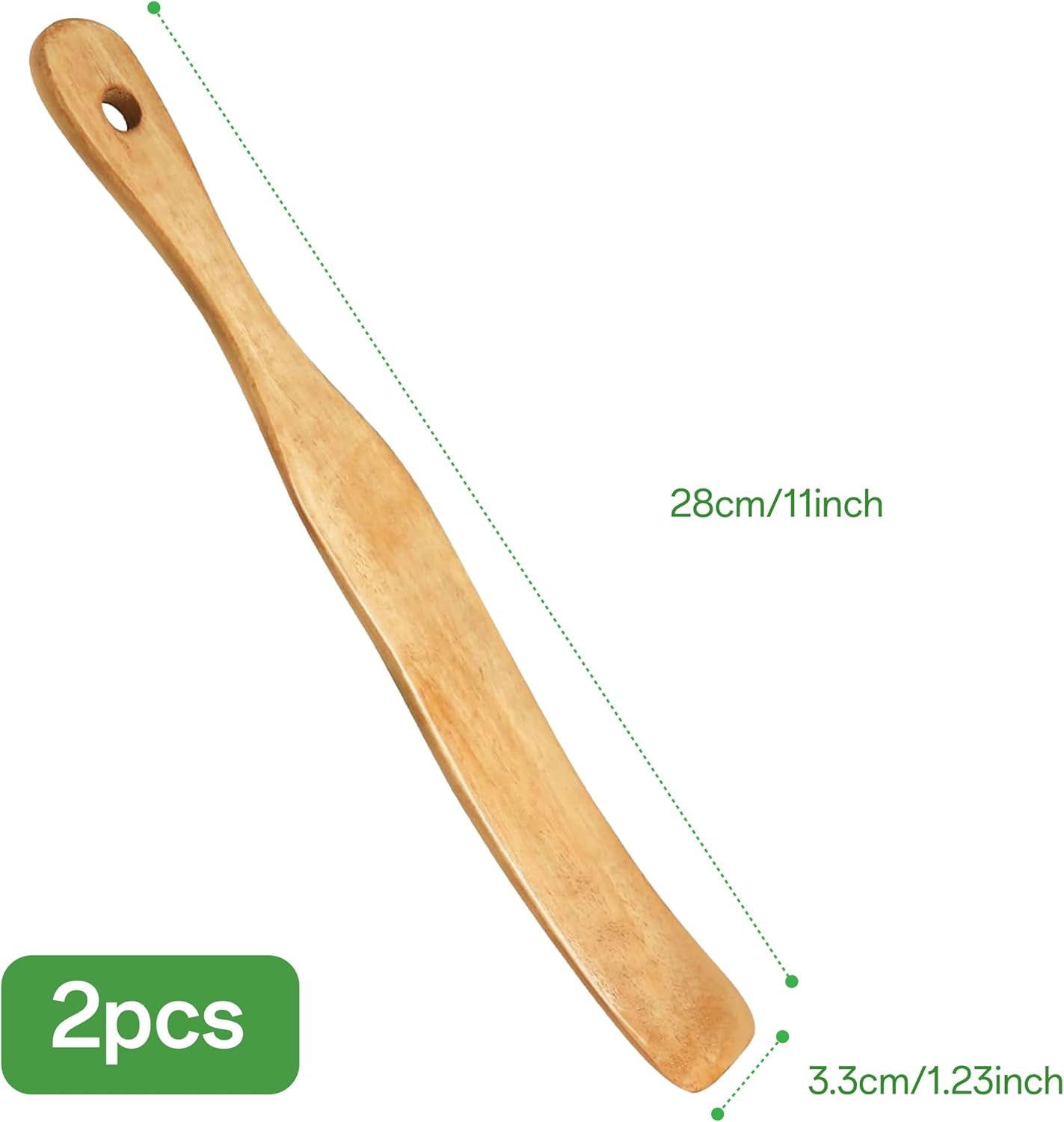 Wooden Spurtle Set, Skinny Teak Spatula for Sourdough Starter & Baking - 2Pcs Stirring Stick, Dough Whisk & Jar Scraper, Earlywood Spurtles Kitchen Tools