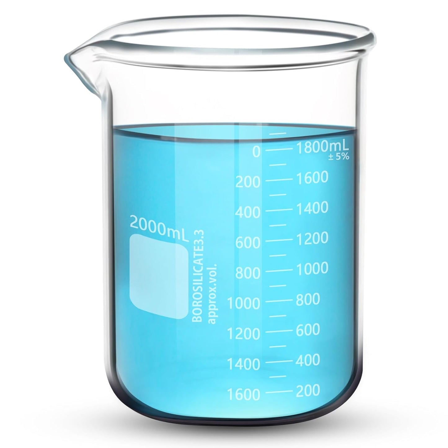 Heavy Duty 1000ML Glass Beaker White Double Scale Graduation, Borosilicate 3.3 Glass Lab Beaker, Low Form Griffin Glass Measuring Beaker, 1 Each (1000ML)