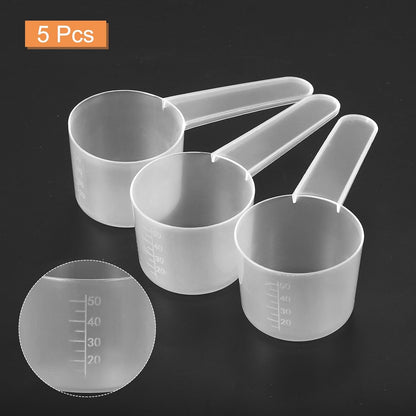 uxcell 5Pcs Plastic Measuring Spoons 30g/60ml Table Spoon Powder Scoops Spoon for Measuring Coffee Protein Powder Spices, Clear