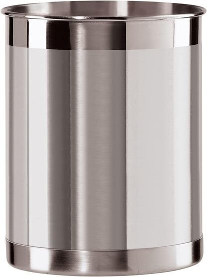 Oggi Stainless Steel Jumbo Utensil Holder - 7" Utensil Caddy, Weighted Base for Stability - Extra Large Utensil Crock and Countertop Utensil Organizer, Stainless Steel