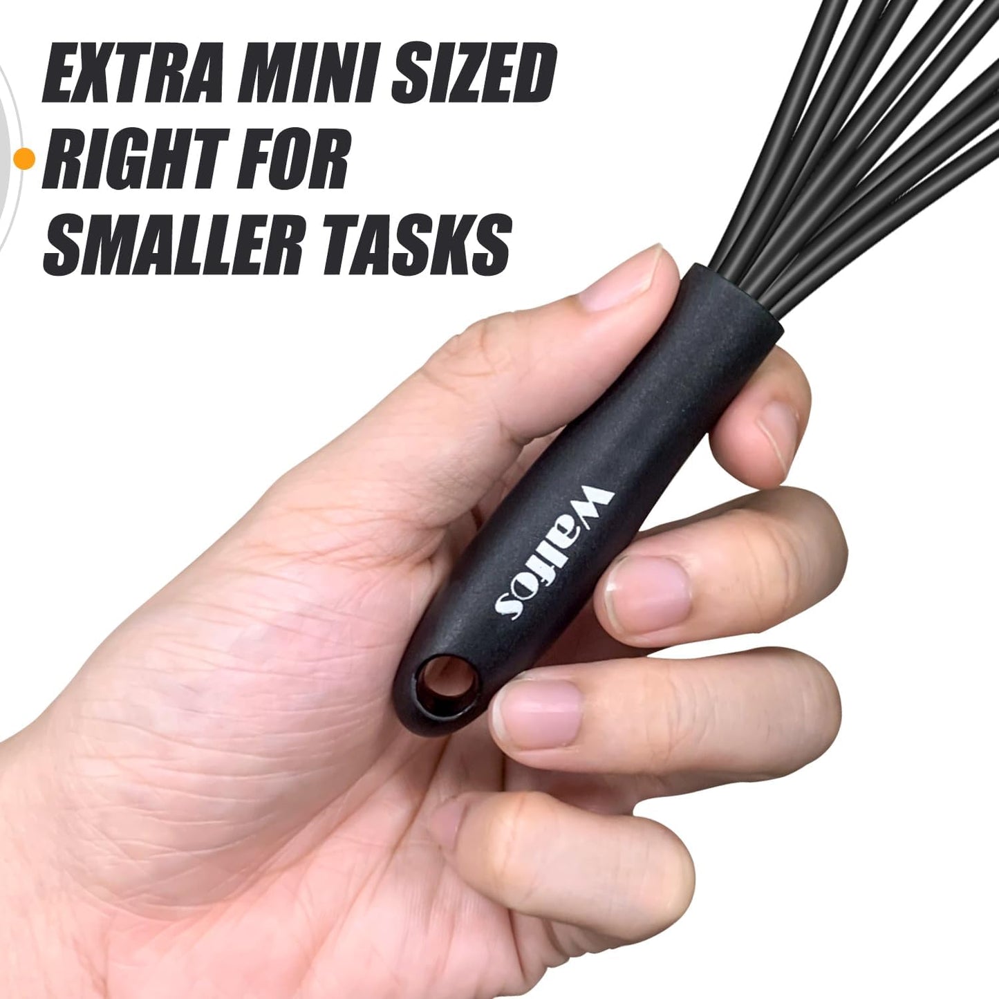 Walfos Mini Whisks Stainless Steel, Small Whisk 2 Pieces, 5in and 7in Tiny Whisk for Whisking, Beating, Blending Ingredients, Mixing Sauces
