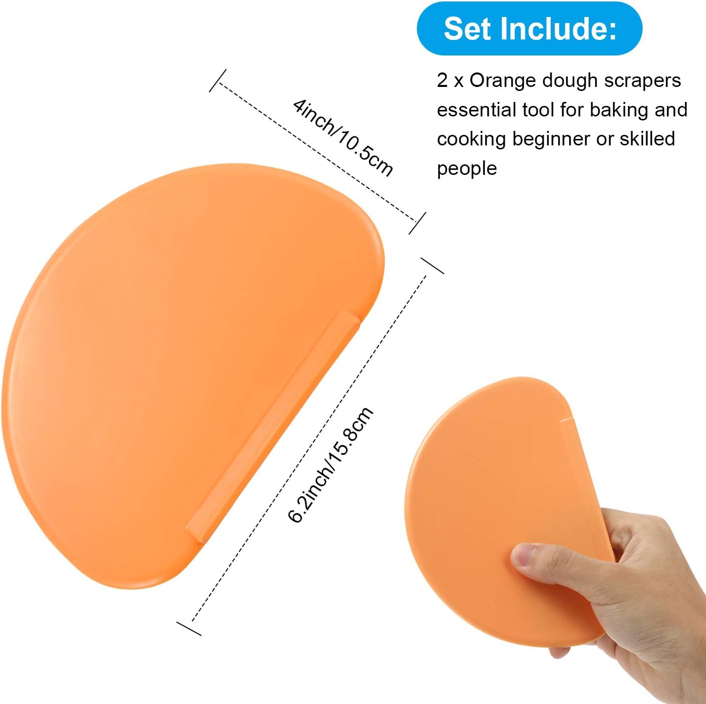 Patelai 2 Pieces Bowl Scraper Dough Bench Scraper Baking Flexible Spatula Versatile Kitchen Set Multipurpose Curved Pastry Flat Edge Mixing Bowl Cutter Silicone for Cake Icing Bread Fondant