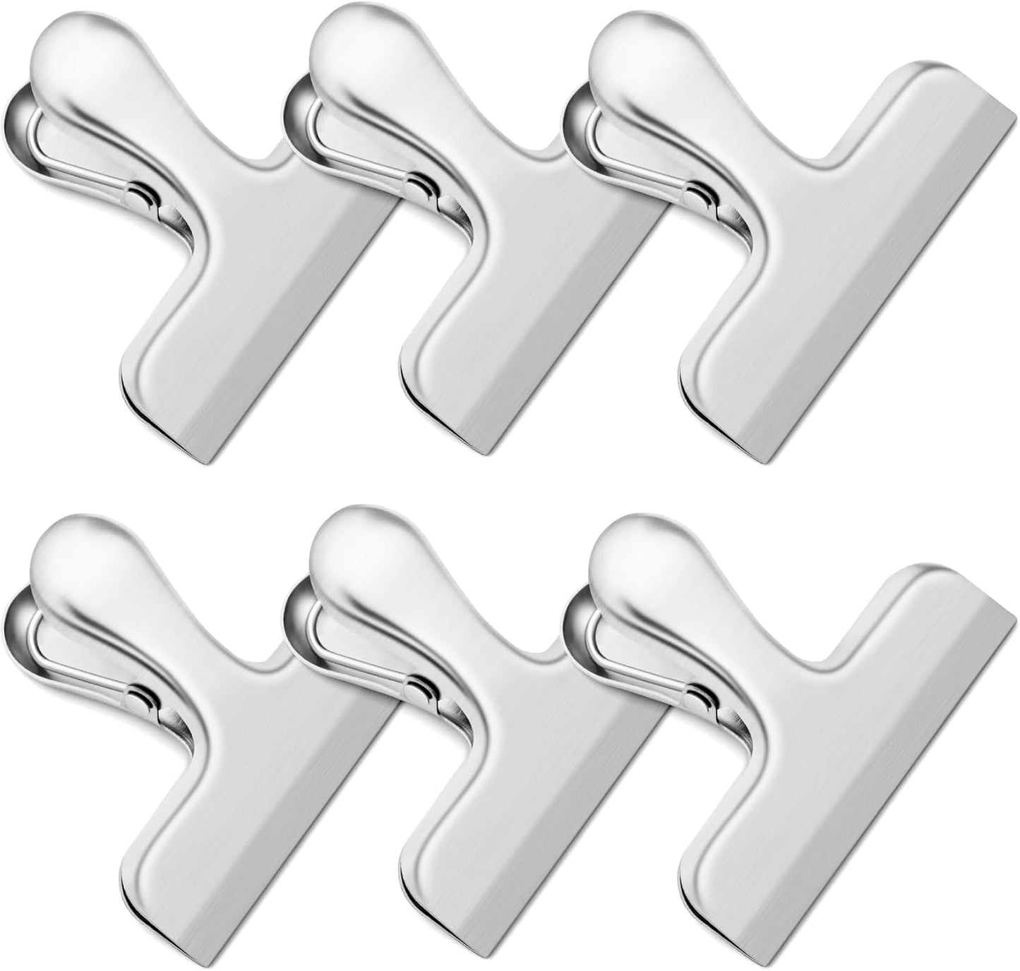 ANZNKU Chip Clips 6 Packs, Silver Metal Bag Clips for Food Storage, Stainless Steel Food Clip for Bread Snack Coffee, Heavy Duty Chip Bag Clip for Kitchen Home Refrigerator & Office