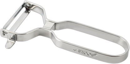 ARCOS Professional Chrome-Plated Peeler for Fruits and Vegetables. 5.5 Inch Stainless Steel Kitchen Tool for Precise Cutting. Chef's Gadget with Ergonomic Design. Silver Color