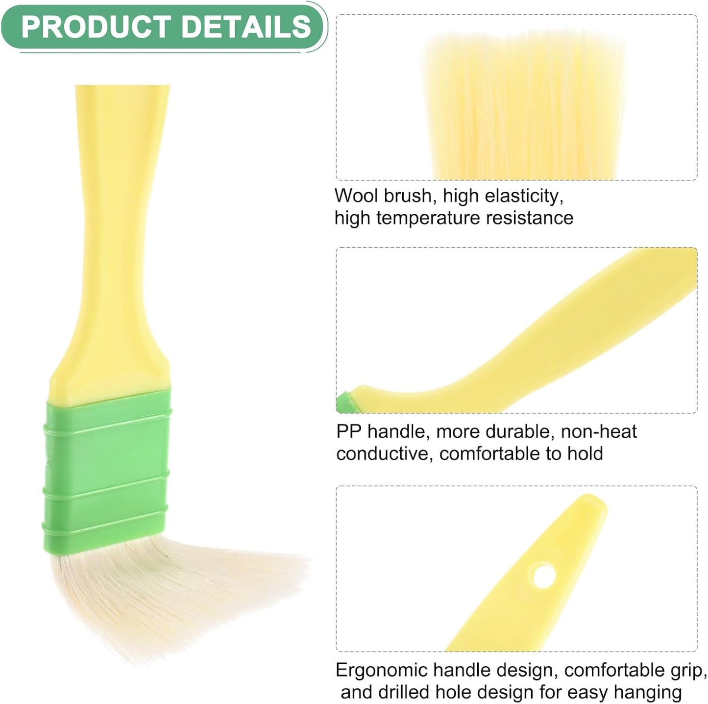 M METERXITY 2-Pack Pastry Brush, Wool Basting Baking BBQ Oil Brush for Cooking/Barbecue/Kitchen [3"]