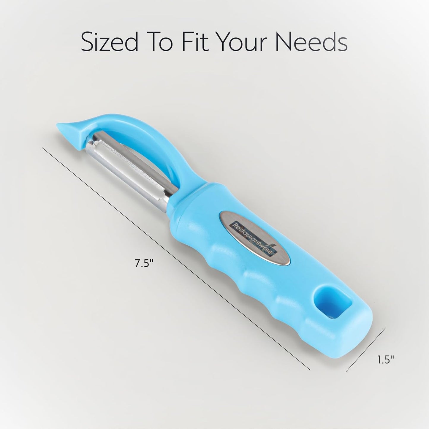 Restaurantware Comfy Grip 7.5 Inch Vegetable Peeler 1 Durable Potato Peeler - Sharp Swivel Blade Ambidextrous Handle Teal Stainless Steel Veggie Peeler Built-In Blemish Remover