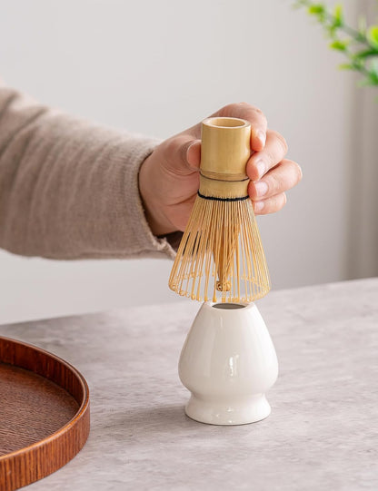 TANG PIN Matcha Set - Match Bowl and Whisk, 15 OZ, Matcha Scoop | Matcha Whisk Stand (Chasen Holder) - 4pc Perfect Matcha Kit for Matcha Tea Ceremony (Mottled Green)