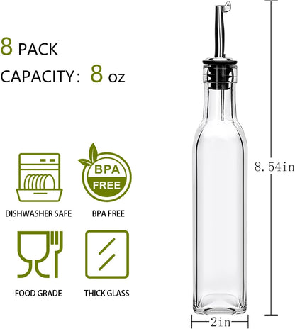 Salzesfalls 8 Pack 17oz Olive Oil Dispenser Bottle,Oil Dispenser for Kitchen, Cooking Oil Dispenser,Vinegar Cruet Bottle with Pourers