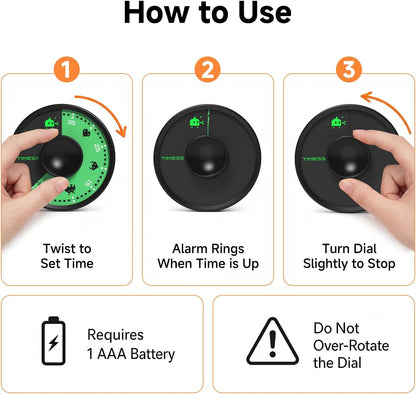 60-Minute Visual Timer, Twist to Set, Loud Battery-Powered Alarm, High-Visibility Rotary Countdown Dial for Kitchen, Work, Study & Time Management (Orange)