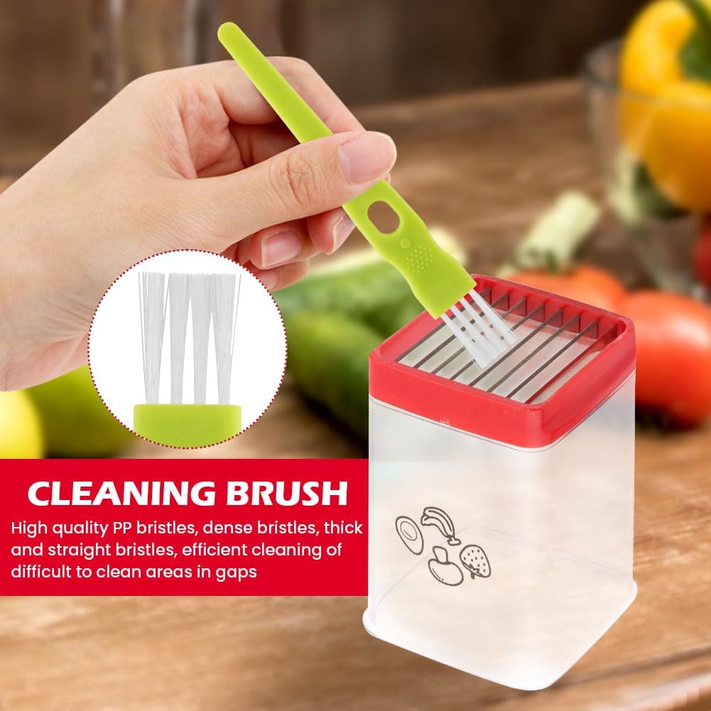 2Pcs Stainless Steel Cup Fruit Slicer – Egg, Strawberry & Banana Cutter with Detachable Push Plate Brushes | Vegetable Salad Prep Tool for Kitchen, Fast Effortless Slicing