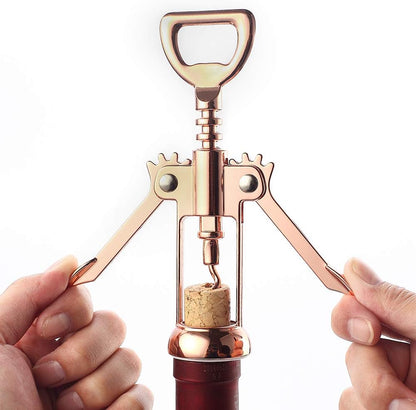 JXS Simple Wing Corkscrew Gold Wine Opener and Beer Opener, Multifunctional Wine Corkscrew Opener