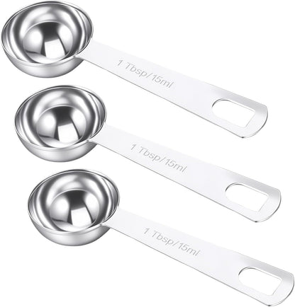 JJUNW 3Pcs Measuring Spoon, Tablespoon Measurings Spoon, Coffee Scoop Spoons Coffees Scoop For Ground Coffees, Long Handle Measuring Spoons For Cooking Baking Coffee Sugar
