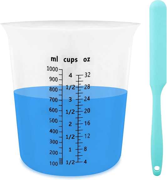 Silicone Resin Mixing Measuring Cups for Resin Supplies, Easy-to-read Marks, 600ml/20oz Bowl, 250&100ml Thickened Reusable Silicone Cups for Epoxy Mixing, with Stir Sticks, Jewelry Making