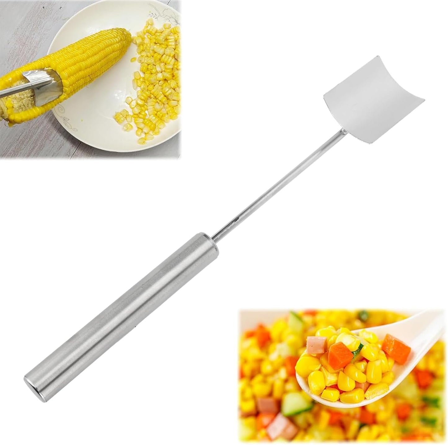2Pcs Corn Peeler Set, 9.84in Length Corn Stripping Tool with Ergonomic Handle, Stainless Steel Corn Cob Peeler for Home, Restaurants, Canteens