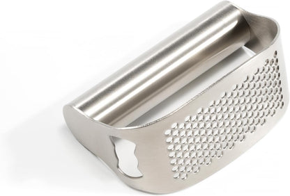 304 Stainless Steel Garlic Press Rocker - Premium Garlic Mincer Garlic Crusher - and Scraper - Comfortable Grip (No opener)