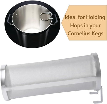 Gekufa 4×10 Inch Hop Spider 300-Micron Stainless Steel Hop Filter with Spoon – Homebrew Strainer for Beer Brewing, Tea, Coffee, Compost Tea (4×10 inch)