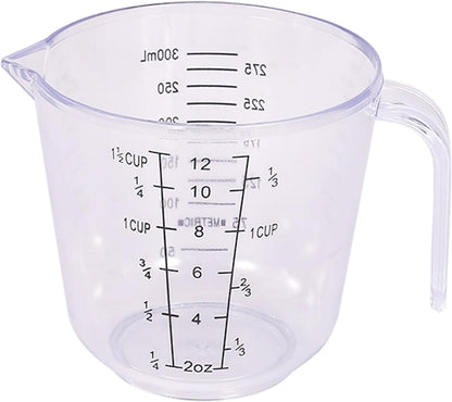Plastic 1 ½ Cup Measuring Cup Stackable Liquid Measuring Cup with ML and Cups Measures